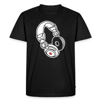 Headphones Star : Musique et ambiance de fête - T-shirt Premium bio Homme - noir - Devant - Nico (187cm)