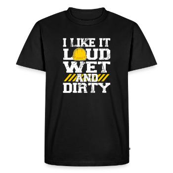 J'aime les hommes qui disent des choses fortes et sales sur les chantiers de construction - T-shirt Premium bio Homme - noir - Devant - Nico (187cm)