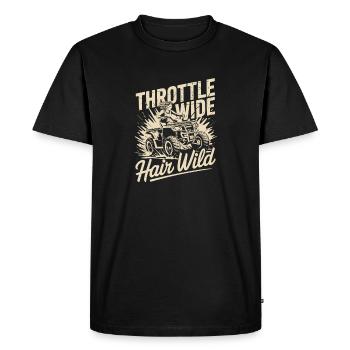 Accélérateur large cheveux sauvage quad conducteur de VTT tout-terrain - T-shirt Premium bio Homme - noir - Devant - Nico (187cm)