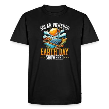 Solar Powered Earth Day Showered - Men's Premium Organic T-Shirt - black - Front - Nico (187cm)