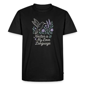 Funny Hummingbird Mem Tiny Bird Big Energy - Men's Premium Organic T-Shirt - black - Front - Nico (187cm)