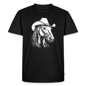 Cheval Cowboy Chapeau Western - T-shirt Premium bio Homme - noir - Devant - Nico (187cm)