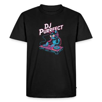 DJ PURRRFECT Chat DJ avec Table de mixage Rave - T-shirt Premium bio Homme - noir - Devant - Nico (187cm)