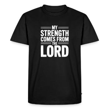 Ma force du Seigneur - T-shirt Premium bio Homme - noir - Devant - Nico (187cm)