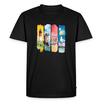 Phare maritime phoque mouette côte - T-shirt Premium bio Homme - noir - Devant - Nico (187cm)