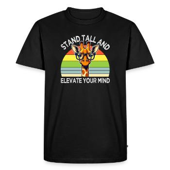 Girafe inspirante aux lunettes arc en ciel - T-shirt Premium bio Homme - noir - Devant - Nico (187cm)