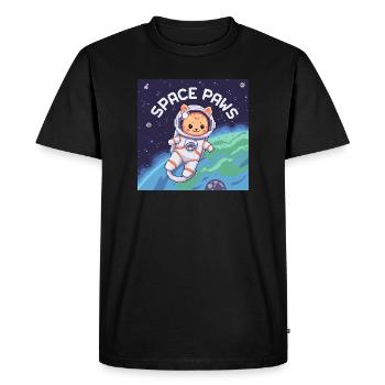 Space Paws - Pixel Cat Astronaute - T-shirt Premium bio Homme - noir - Devant - Nico (187cm)