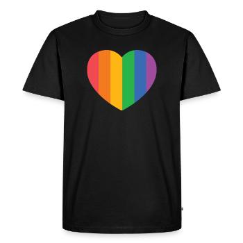 Coeur avec rayures de fierté - T-shirt Premium bio Homme - noir - Devant - Nico (187cm)