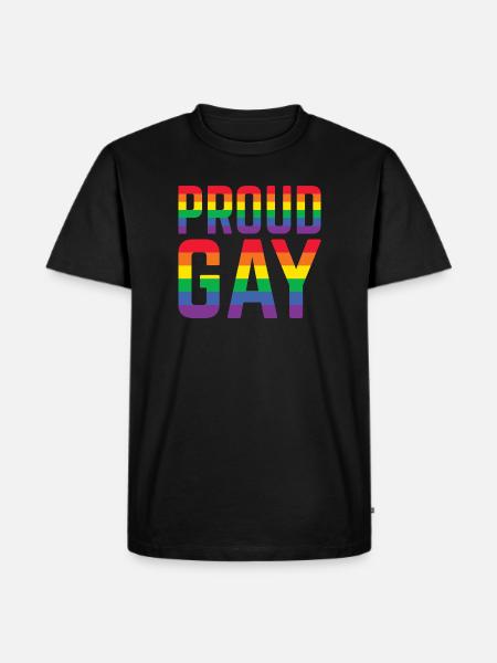 Proud Gay Rainbow Lettering - Men's Premium Organic T-Shirt - black