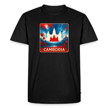 Cambodia – Angkor Wat Design - Men's Premium Organic T-Shirt - black - Front - Nico (187cm)