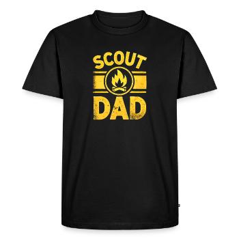 Scout Dad Campfire, Funny Outdoor Father  - Men's Premium Organic T-Shirt - black - Front - Nico (187cm)