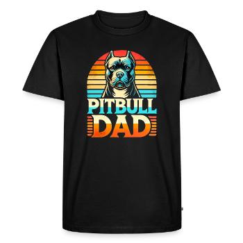 Pitbull Papa Rétro Coucher de soleil, Chien Père - T-shirt Premium bio Homme - noir - Devant - Nico (187cm)