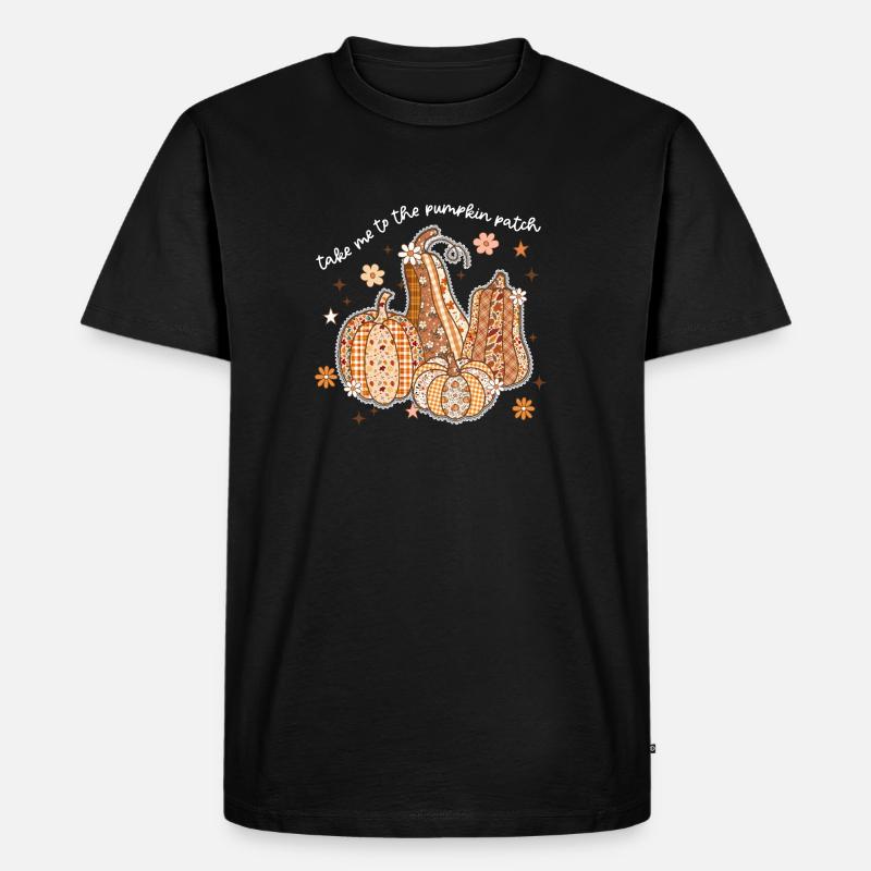 Patchwork Kürbisse Herbstmotiv - Männer Premium Bio T-Shirt - Schwarz