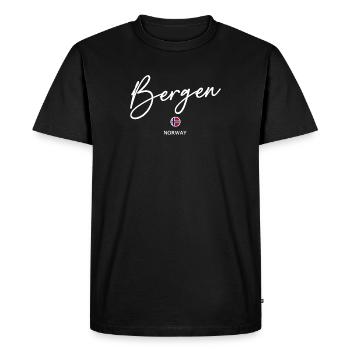 Bergen - Norway Flag Lettering - Norge - Norwegen - Men's Premium Organic T-Shirt - black - Front - Nico (187cm)
