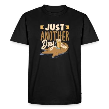 Loutre de mer dessin animé jeu de mots drôle loutre - T-shirt Premium bio Homme - noir - Devant - Nico (187cm)