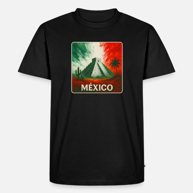 Mexiko Pyramiden Design - Männer Premium Bio T-Shirt - Schwarz