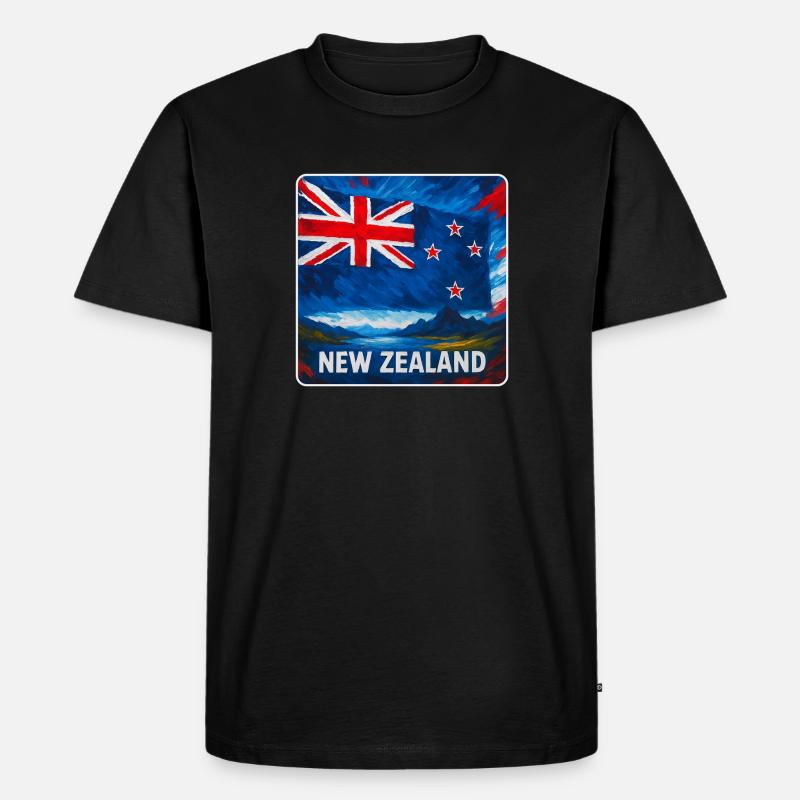 Neuseeland Flaggen Design - Männer Premium Bio T-Shirt - Schwarz