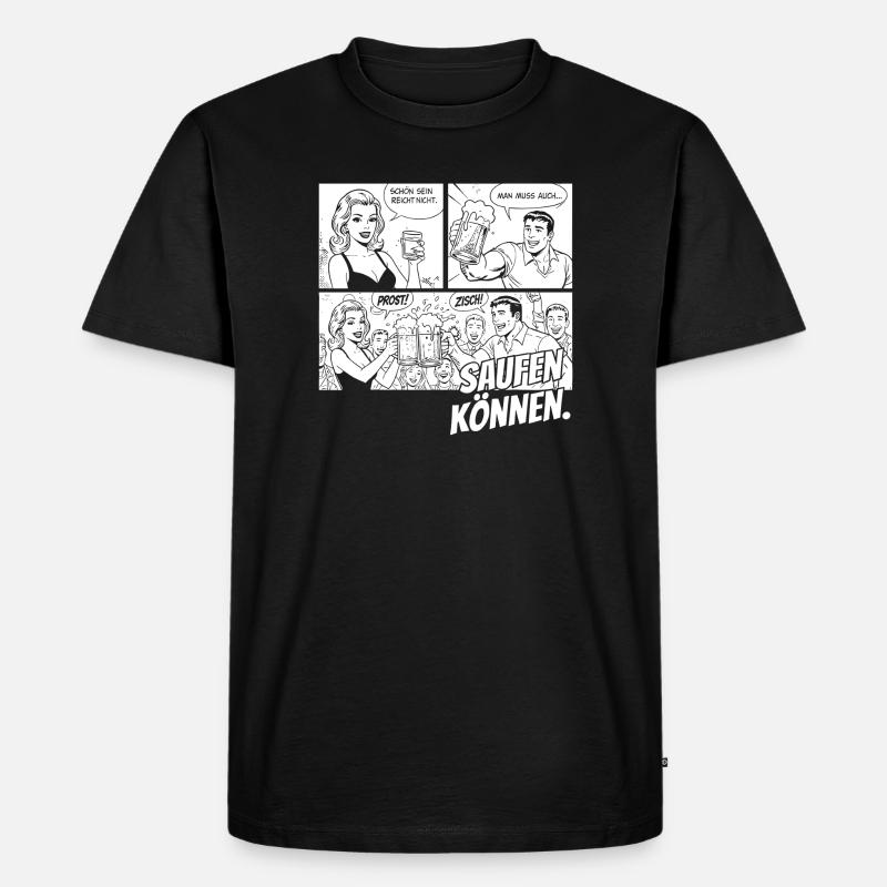 Schön sein reicht nicht Comic Retro - Männer Premium Bio T-Shirt - Schwarz