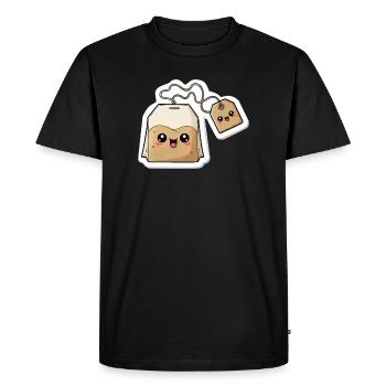 Breloque sachet de thé kawaii - T-shirt Premium bio Homme - noir - Devant - Nico (187cm)