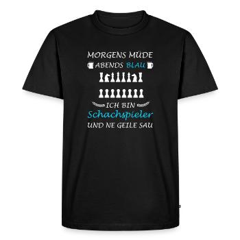 Joueurs d’échecs Tournoi d’échecs Dictons - T-shirt Premium bio Homme - noir - Devant - Nico (187cm)
