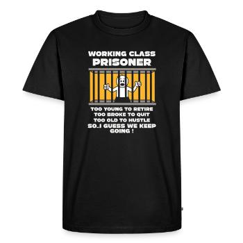 Lundi Trapped Work Drôle Tenue De Travail - T-shirt Premium bio Homme - noir - Devant - Nico (187cm)
