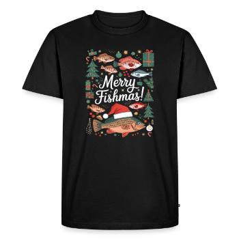 Pêcheur Pull de Noël Poisson Joyeux Poisson - T-shirt Premium bio Homme - noir - Devant - Nico (187cm)