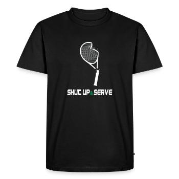 Shut Up & Serve – Fun Tennis Design - Men's Premium Organic T-Shirt - black - Front - Nico (187cm)