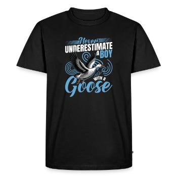 Funny Bird Goose - Men's Premium Organic T-Shirt - black - Front - Nico (187cm)