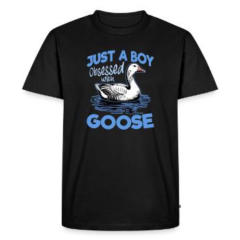 Funny Bird Goose - Men's Premium Organic T-Shirt - black - Front - Nico (187cm)