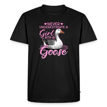 Funny Bird Goose - Men's Premium Organic T-Shirt - black - Front - Nico (187cm)
