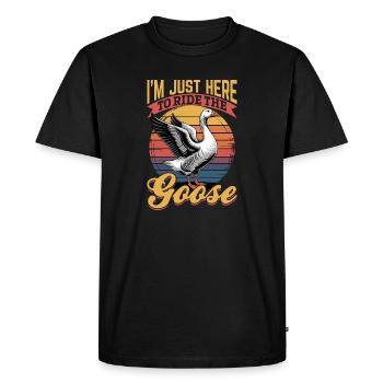 Funny Bird Goose - Men's Premium Organic T-Shirt - black - Front - Nico (187cm)