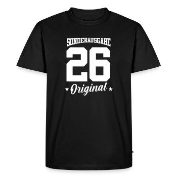 26 Anniversaire - T-shirt Premium bio Homme - noir - Devant - Nico (187cm)