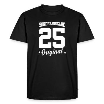25 Anniversaire - T-shirt Premium bio Homme - noir - Devant - Nico (187cm)