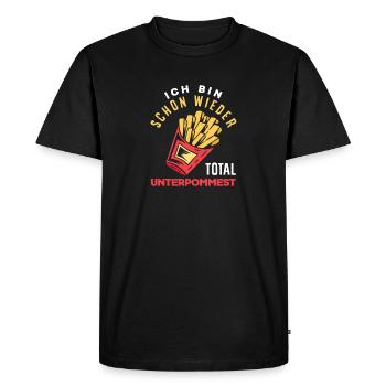 Totally underpommest again – French fries joke - Men's Premium Organic T-Shirt - black - Front - Nico (187cm)