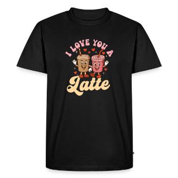 I Love You A Latte Cute Coffee Pun - Men's Premium Organic T-Shirt - black - Front - Nico (187cm)