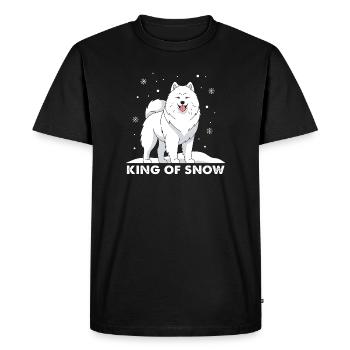 Samoyède Roi des Neiges Chien D’hiver Motif - T-shirt Premium bio Homme - noir - Devant - Nico (187cm)