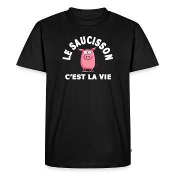 le saucisson c'est la vie humour - T-shirt Premium bio Homme - noir - Devant - Nico (187cm)