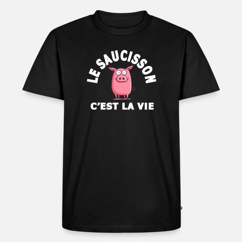 Wurst ist Lebenshumor - Männer Premium Bio T-Shirt - Schwarz