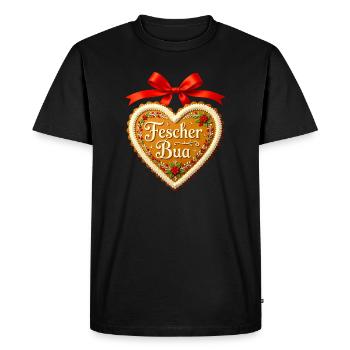 Bayern Tracht lustig Fescher Bua Lebkuchenherz - Men's Premium Organic T-Shirt - black - Front - Nico (187cm)