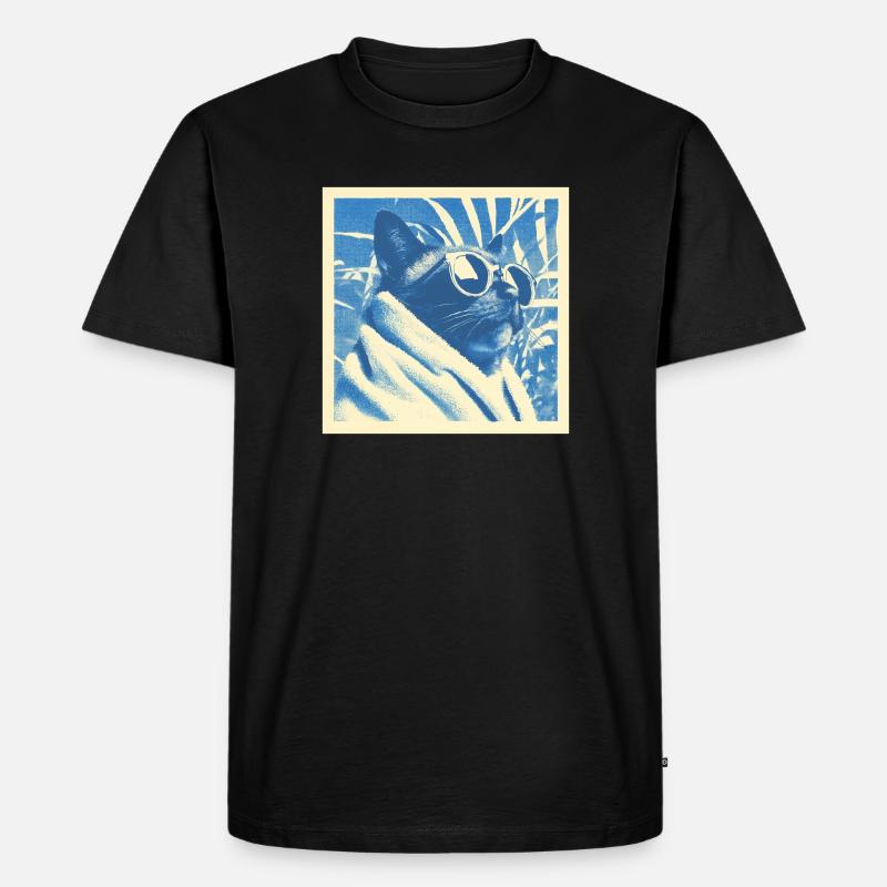 Cool Retro Cat Design - Männer Premium Bio T-Shirt - Schwarz