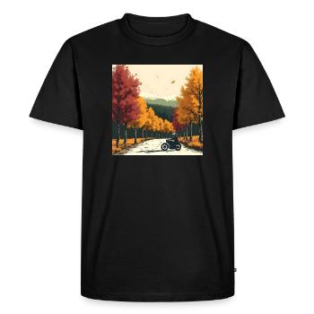 Rangée d’arbres à impression en bloc + vélo - T-shirt Premium bio Homme - noir - Devant - Nico (187cm)