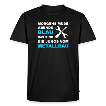 Construction métallique Métallurgistes Serruriers Construction en acier - T-shirt Premium bio Homme - noir - Devant - Nico (187cm)