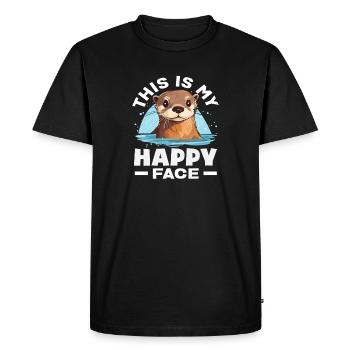 Sea Otter Cartoon Lucky Face - Men's Premium Organic T-Shirt - black - Front - Nico (187cm)