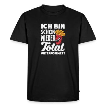 Totally underpommest again – French fries joke - Men's Premium Organic T-Shirt - black - Front - Nico (187cm)