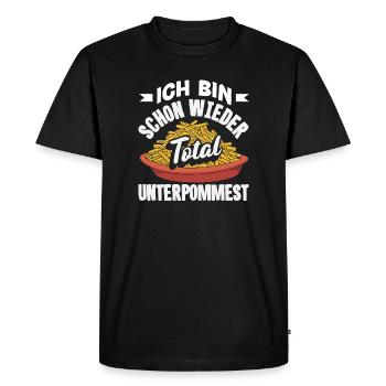 Totally underpommest again – French fries joke - Men's Premium Organic T-Shirt - black - Front - Nico (187cm)