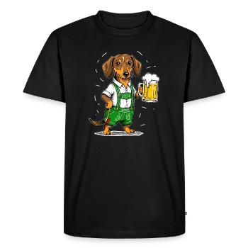 Beer Dachshund Beer Tent Beer Mug Bavaria Dog Funny - Men's Premium Organic T-Shirt - black - Front - Nico (187cm)