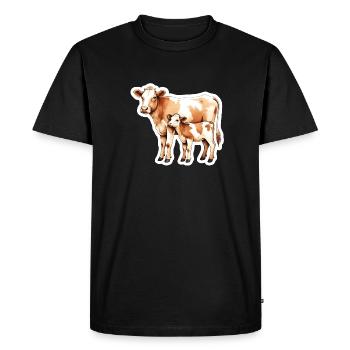 Amour de la vache – Mère et veau - T-shirt Premium bio Homme - noir - Devant - Nico (187cm)