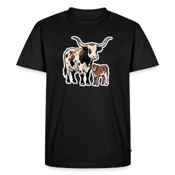 Longhorn with Calf – Western Style Design - Men's Premium Organic T-Shirt - black - Front - Nico (187cm)