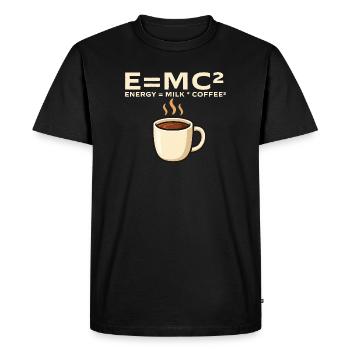 Energy Equals Milk And Coffee Math Joke - Men's Premium Organic T-Shirt - black - Front - Nico (187cm)