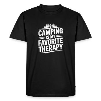 Le camping est ma thérapie préférée - T-shirt Premium bio Homme - noir - Devant - Nico (187cm)